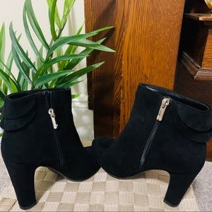 Ruffle Black High Heel Boots